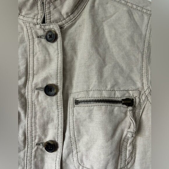 Eddie Bauer Khaki Linen Blend Lightweight Jacket Button Up, Small - Picture 3 of 4